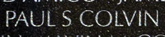 Engraved name on The Wall of First Lieutenant Paul S. Colvin, U.S. Army